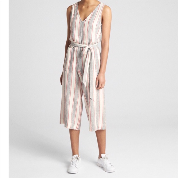 GAP Pants - 🌷 Linen stripe jumpsuit romper dress summer cute